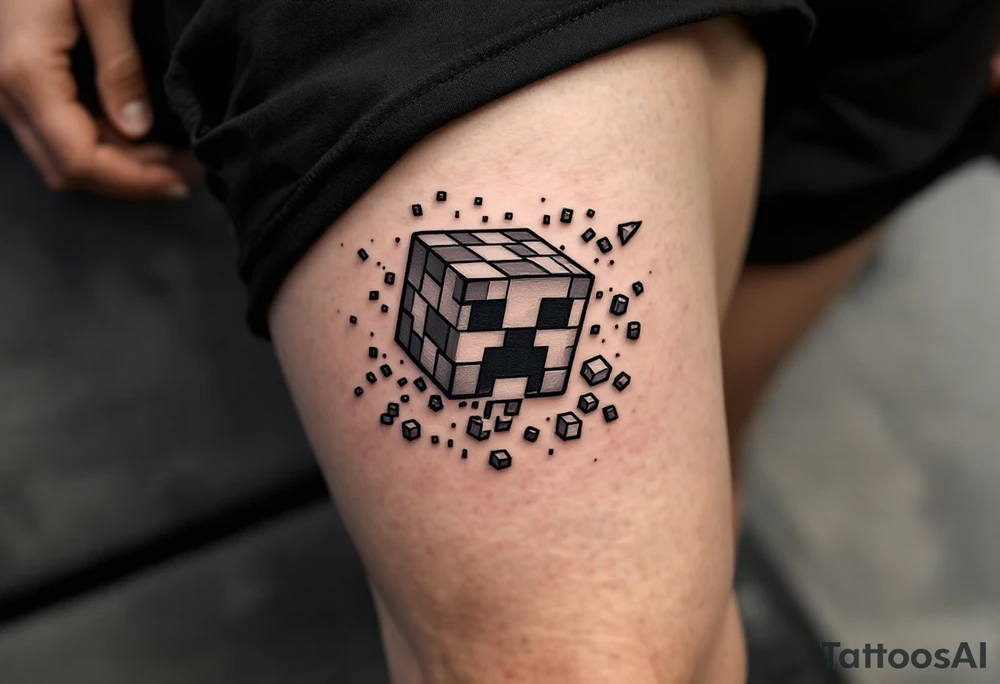 small Minecraft creeper tattoo tattoo idea