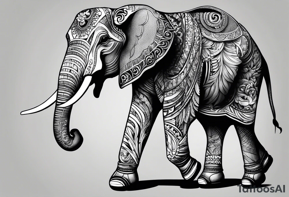 Elephant roller skating tattoo idea