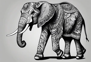 Elephant roller skating tattoo idea