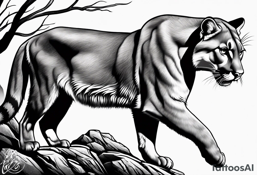 angry mountain lion tattoo idea
