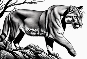 angry mountain lion tattoo idea