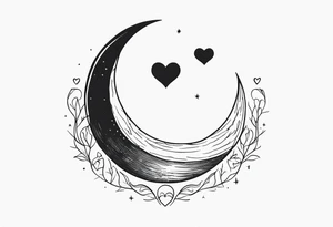 Crescent moon with a love heart inside tattoo idea