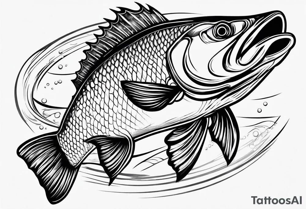 outline of walleye simple tattoo idea