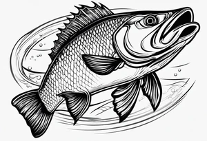 outline of walleye simple tattoo idea