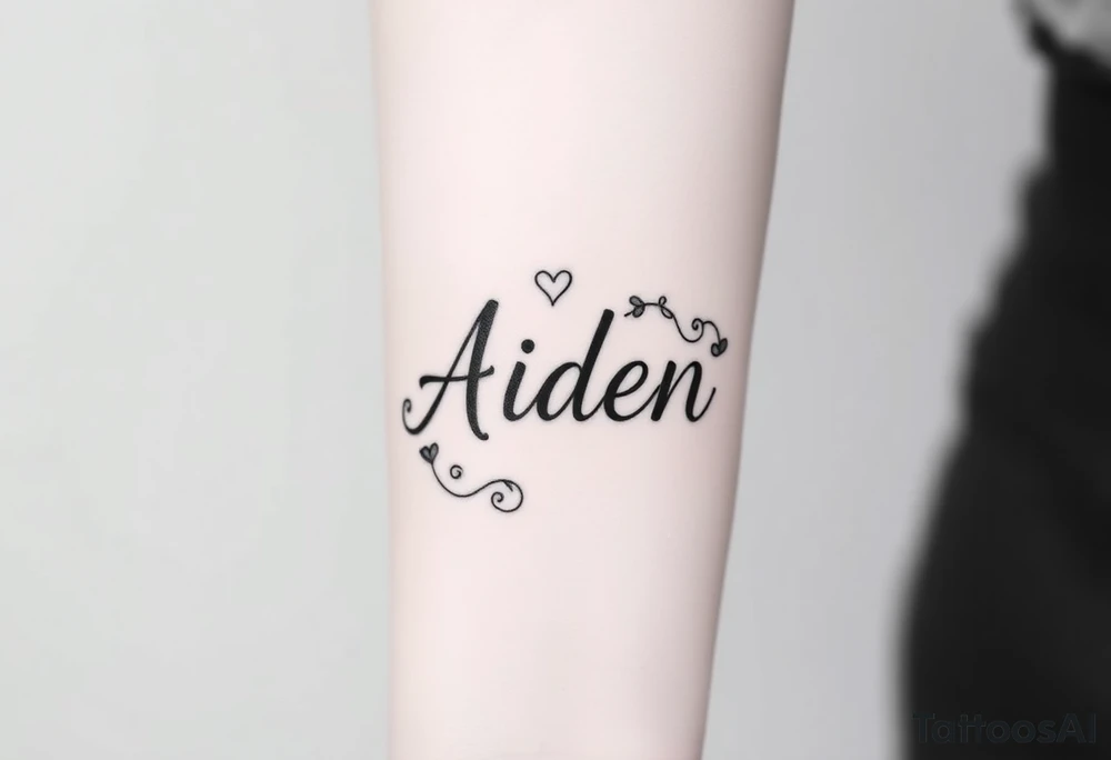The name Aiden with a love them around it for the forearm tattoo idea