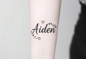 The name Aiden with a love them around it for the forearm tattoo idea