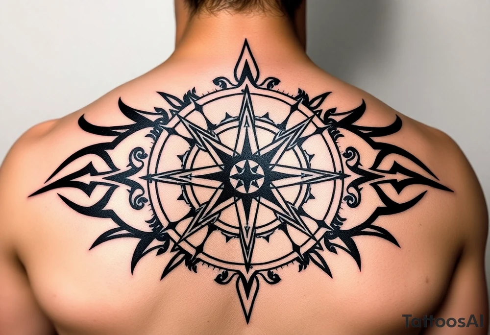 Double layered Compass rose tattoo idea