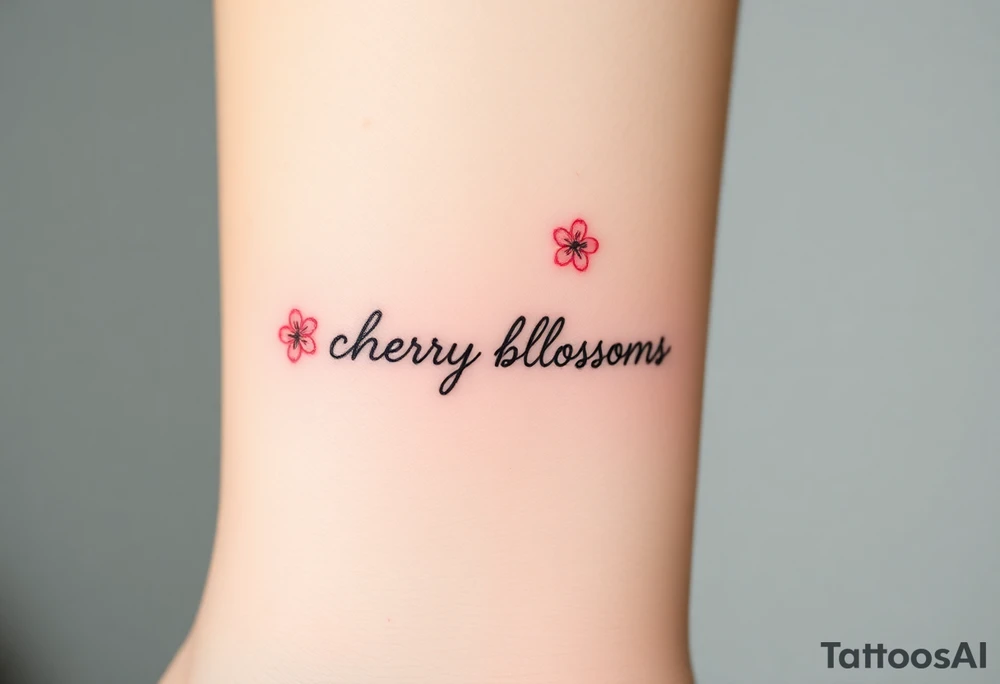 delicate cherry blossoms swirling in spring breeze with petals tattoo idea