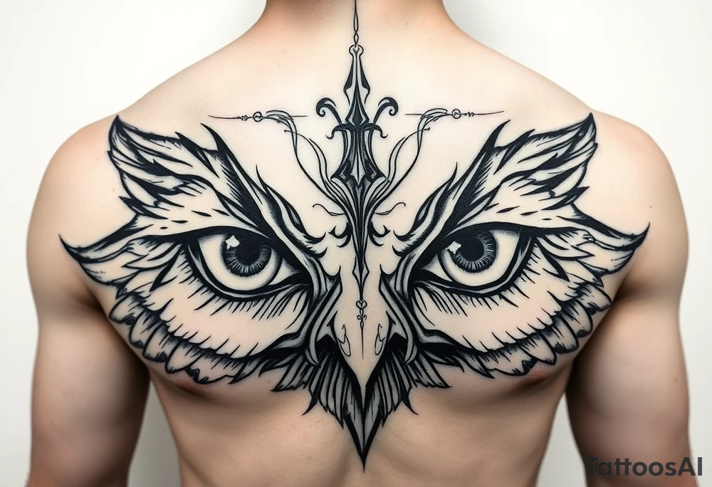 Eyes big and small on my chest for a man tattoo idea