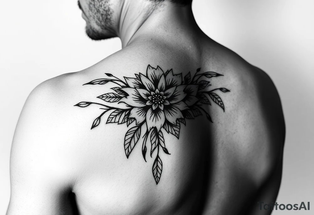 Indigenous tribal floral tattoo idea