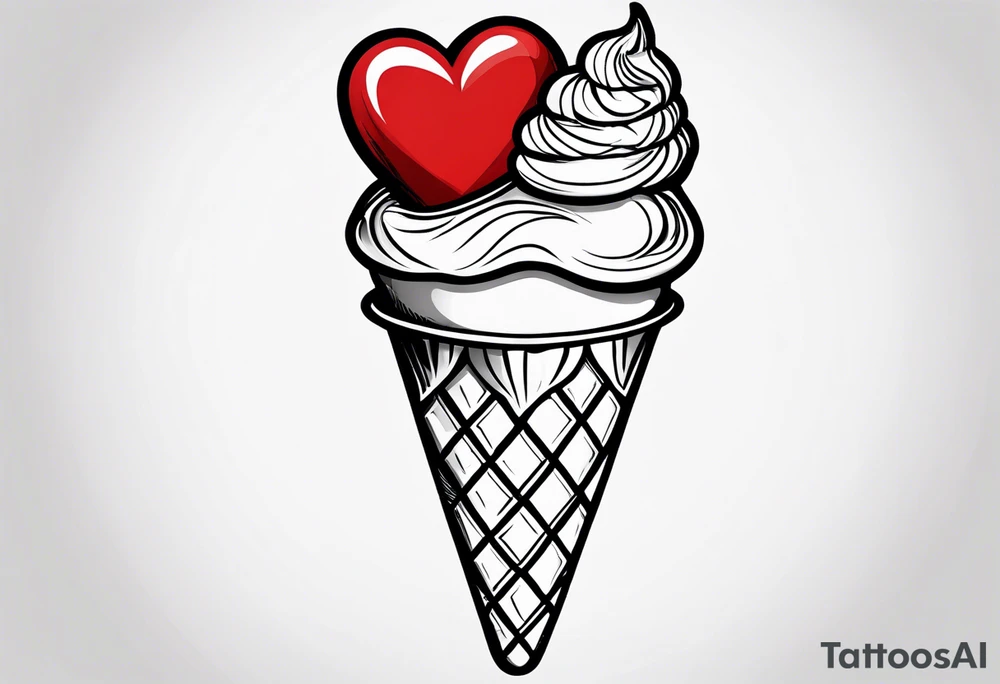 small ice cream cone with small red heart on it somewhere while representing Scotland tattoo idea