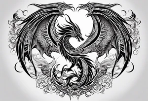 majestic  dragon and phoenix  in harmony and balance tribal tattoo tattoo idea