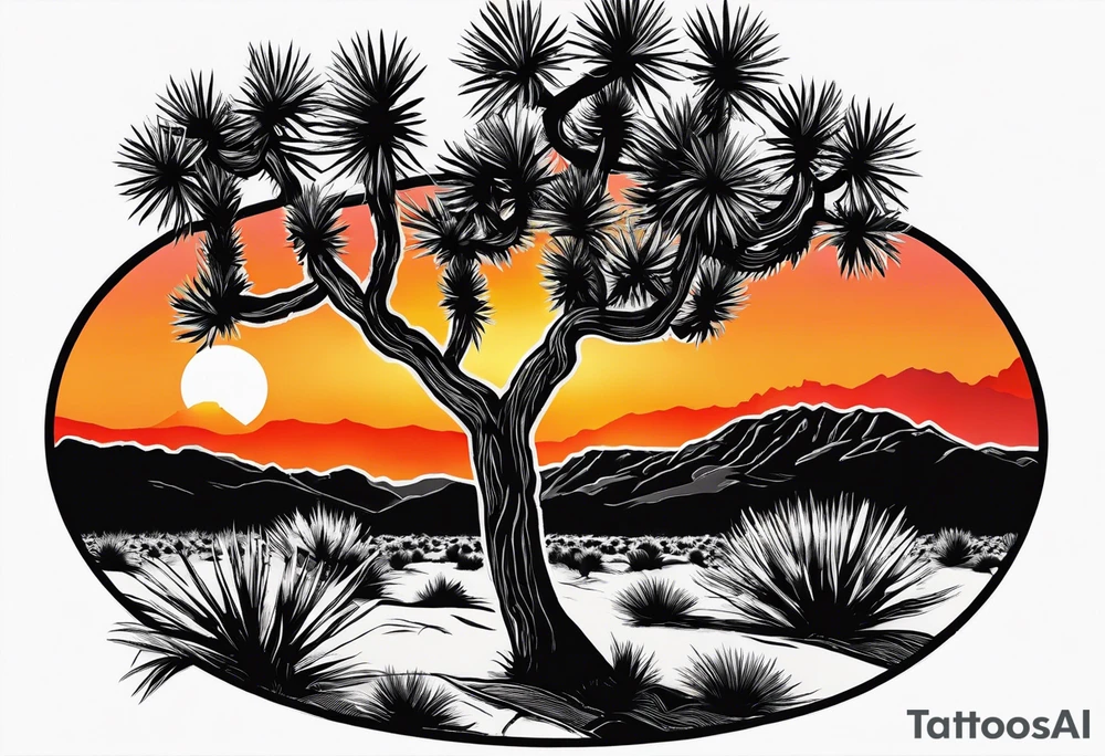 Joshua tree sunset tattoo idea