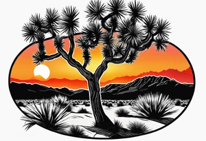 Joshua tree sunset tattoo idea