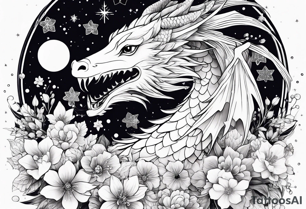 Constellation, wing , snow , cross , dragon female japan kawaii , flower tattoo idea