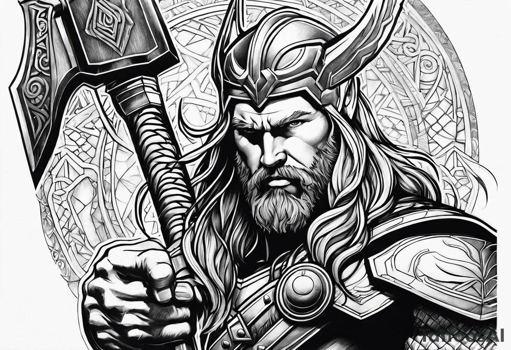 Thor mit Hammer in der Hand tattoo idea