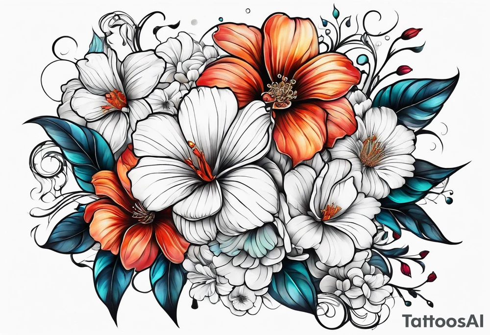 sea, flower tattoo idea