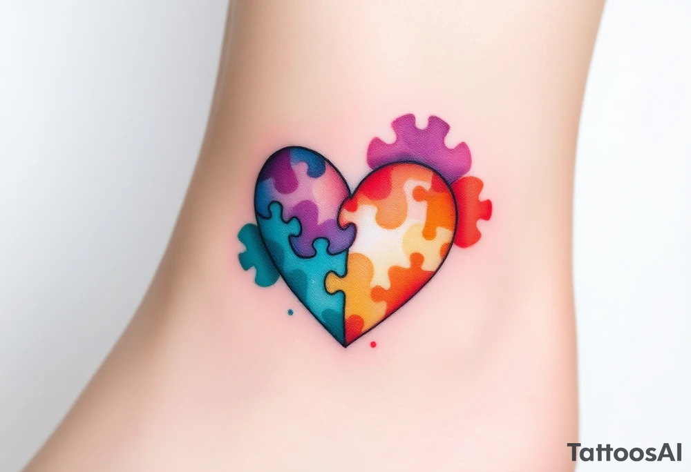 autism heart puzzle shape symbol tattoo idea