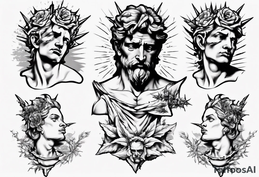 Bust of David with thorns tattoo idea