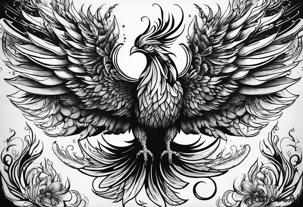 Powerful phoenix rising from the ashes of hell being its past of sin, drug addiction and pain. And being reborn into a new life. tattoo idea