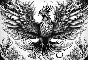 Powerful phoenix rising from the ashes of hell being its past of sin, drug addiction and pain. And being reborn into a new life. tattoo idea