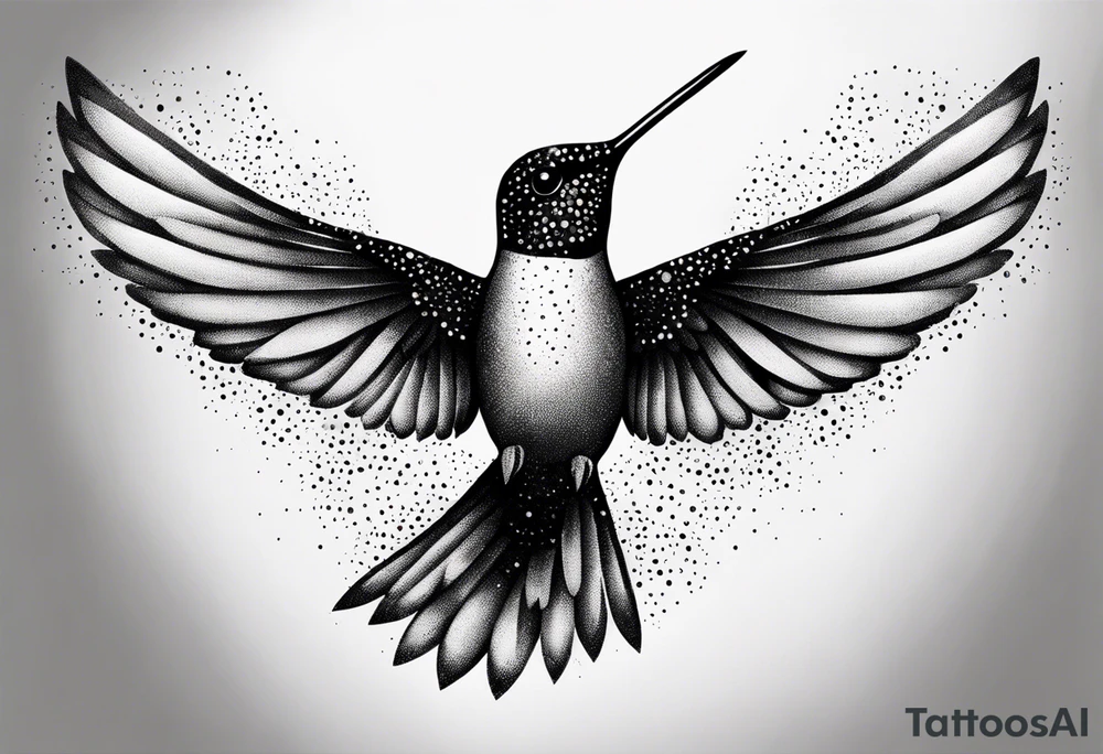 Hummingbird wings spread tattoo idea