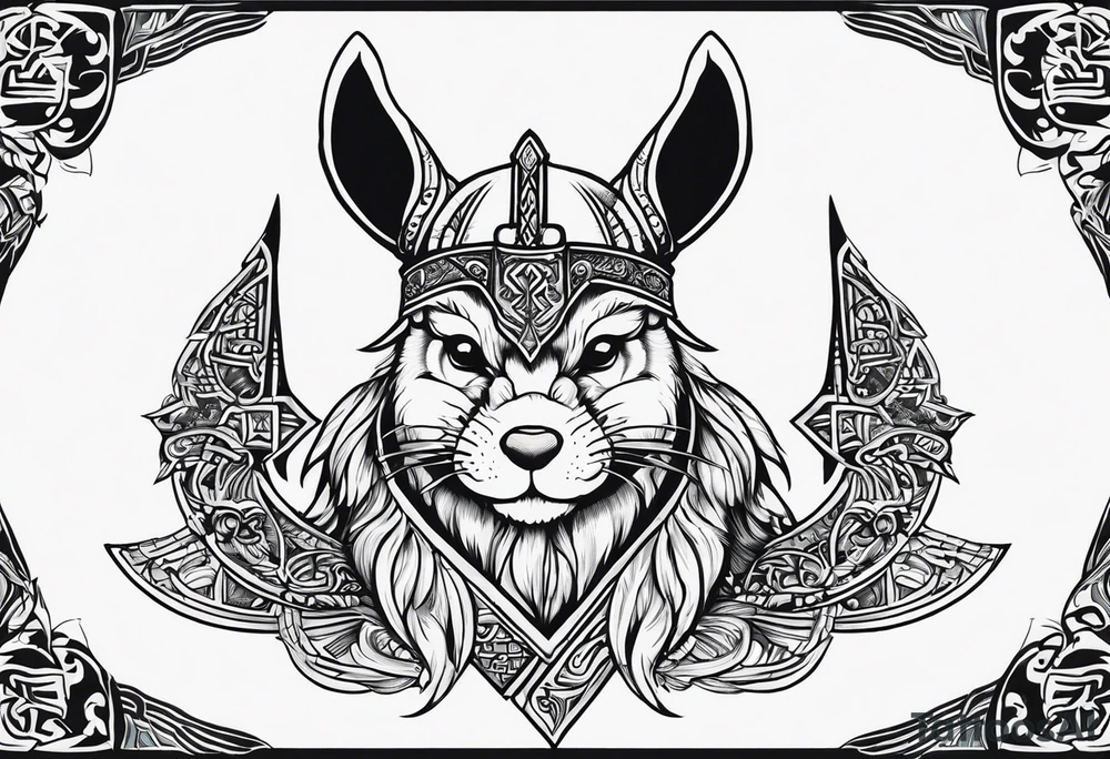 chinchilla viking warrior tattoo idea