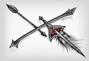 an arrow with only one drip of blood on the tip of it simple line art tattoo idea