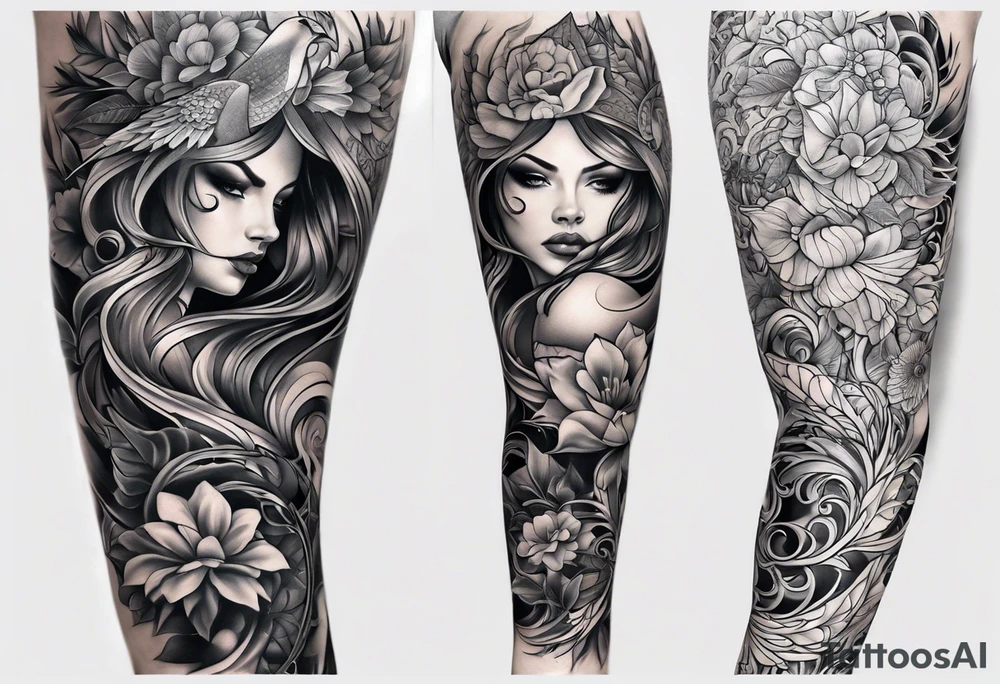 full leg sleeve tattoo idea