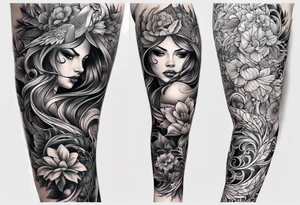full leg sleeve tattoo idea