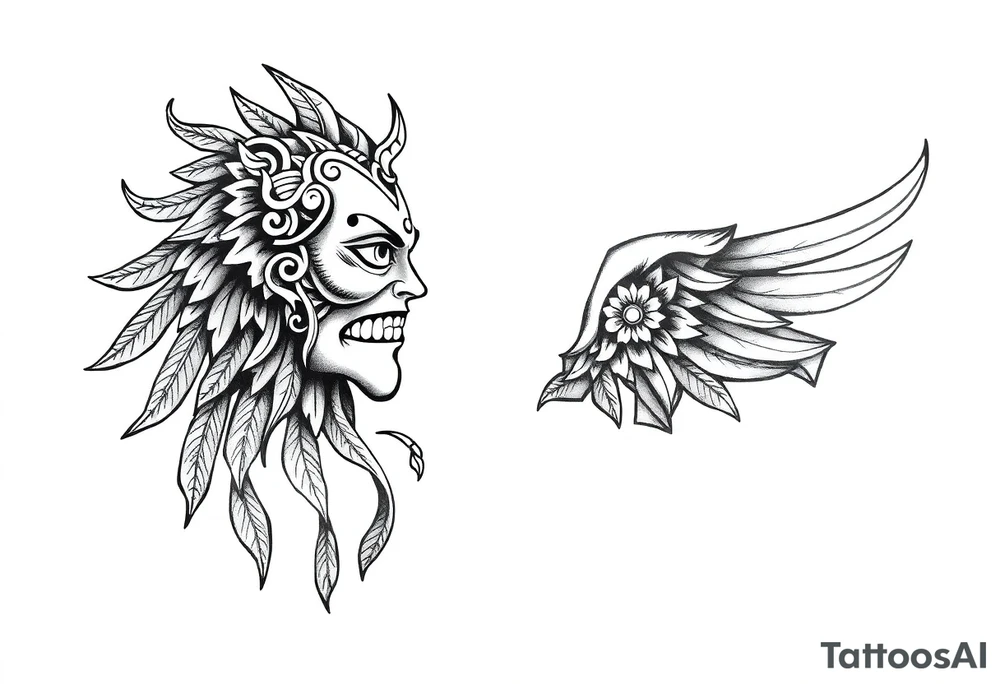 mytical shaman style ornametn with ancient rhyme tattoo idea