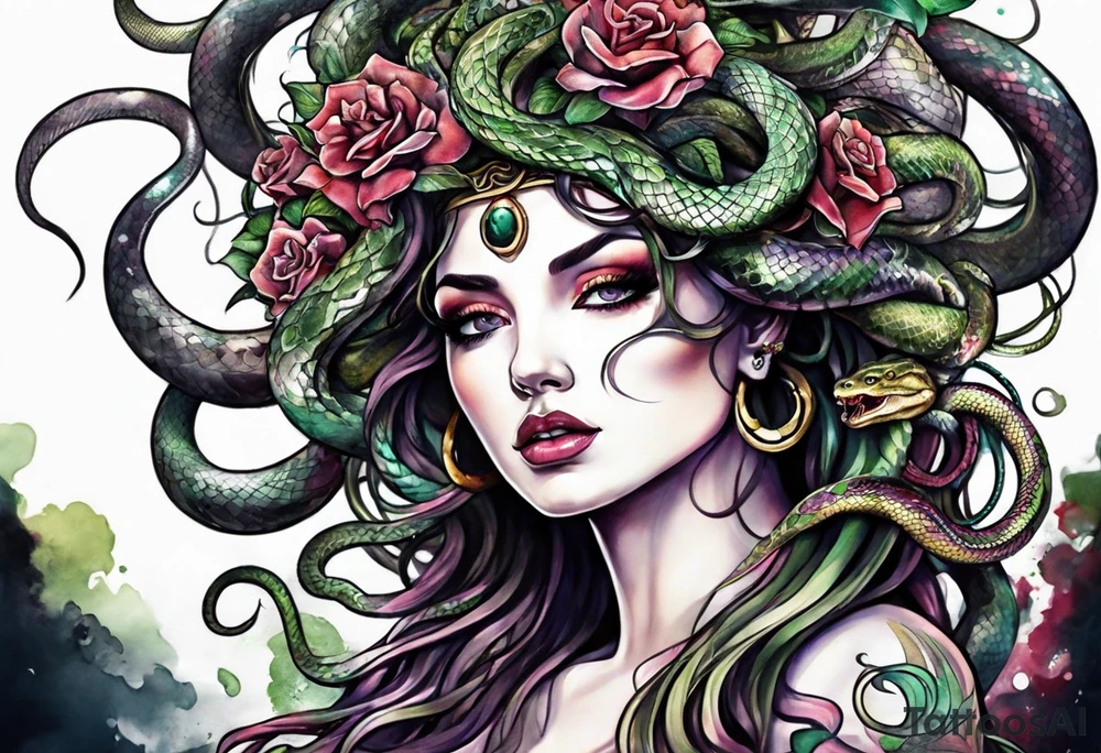 Medusa with a head full of snakes tattoo idea