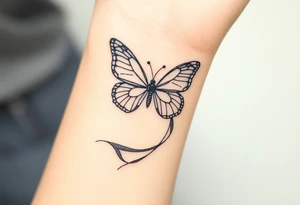 ethereal butterfly with flowing silk ribbons in moonlight tattoo idea