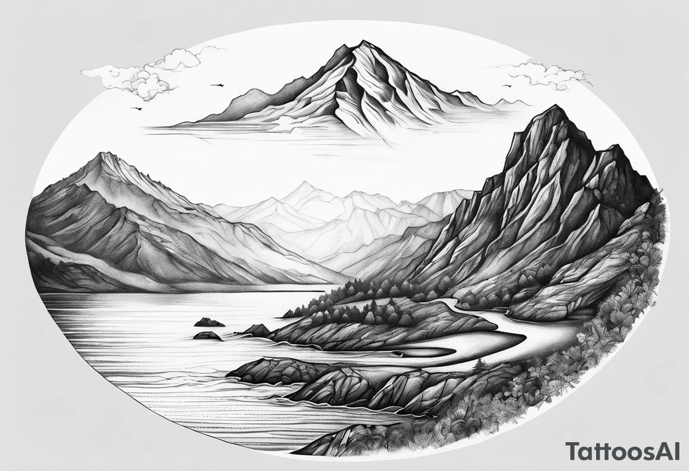 Mountain, beach, ocean tattoo idea