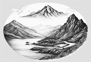Mountain, beach, ocean tattoo idea