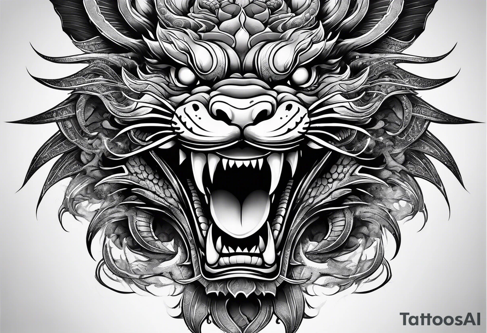 Animal Head ONLY: Chinese Dragon front facing tattoo idea