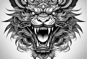 Animal Head ONLY: Chinese Dragon front facing tattoo idea