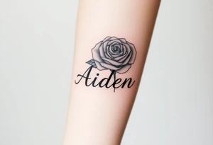 The name Aiden Infront of a rose tattoo idea