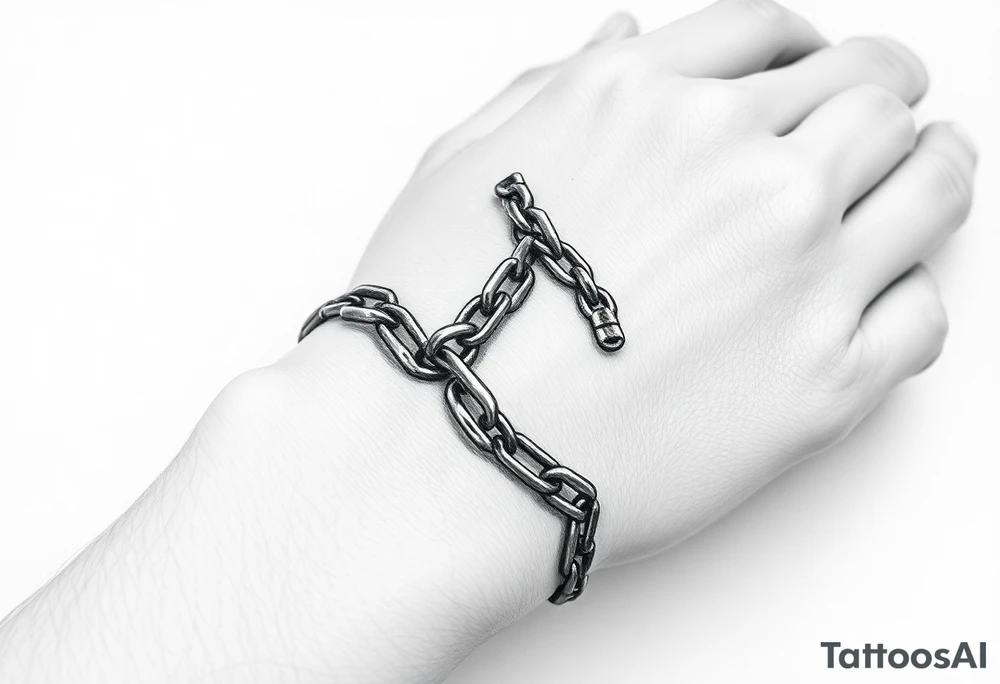 Chains wrapped around wrist going up to thumb and index finger tattoo idea