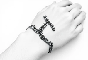 Chains wrapped around wrist going up to thumb and index finger tattoo idea