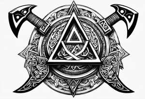 Valhalla valknut sword axe shield tattoo idea