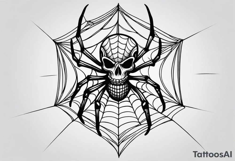 Skeleton hand with spider web tattoo idea