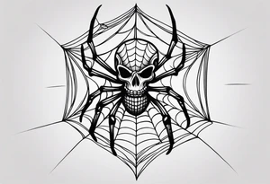 Skeleton hand with spider web tattoo idea