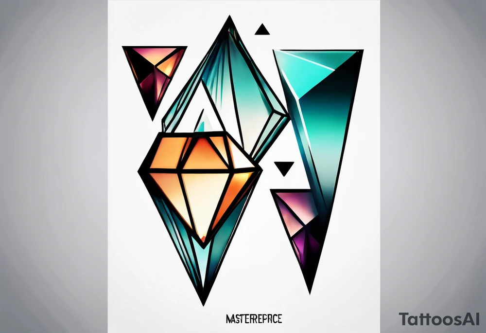 simple line tattoo of geometric elongated diamond split down the middle into 2 reflective 
shapes tattoo idea