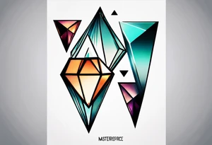 simple line tattoo of geometric elongated diamond split down the middle into 2 reflective 
shapes tattoo idea