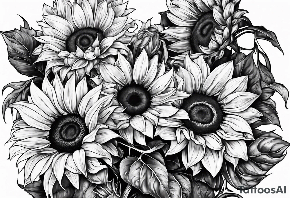Sunflower sleevr tattoo idea