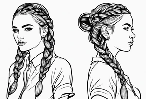 Eine Elfe mit dutch braids der ganze Körper ist zu sehen tattoo idea