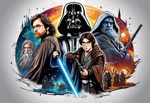 Star wars with Harry potter and lord of the rings tattoo idea