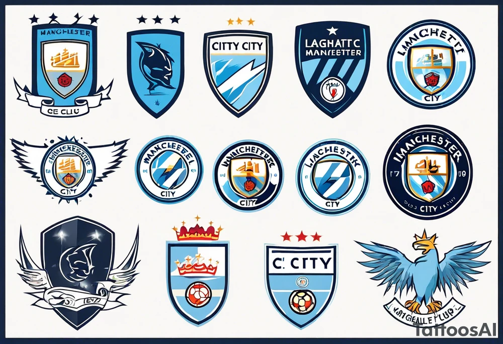 lightning ocean Manchester City football club logo or crest with creative background tattoo idea