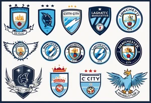 lightning ocean Manchester City football club logo or crest with creative background tattoo idea